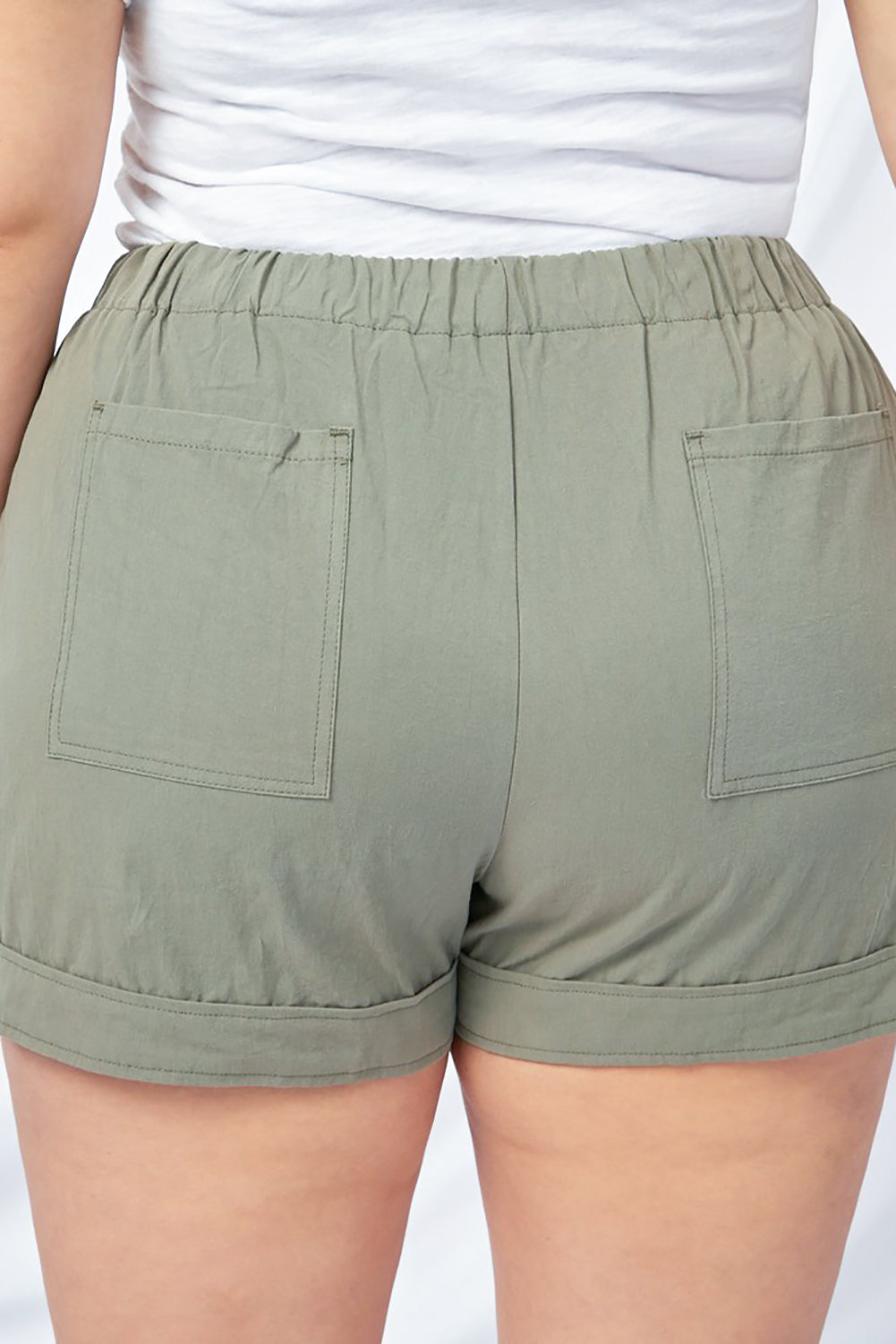 Gray Black/Red/Blue/Green/Gray/Apricot Elastic Waist Drawstring Pocket Shorts