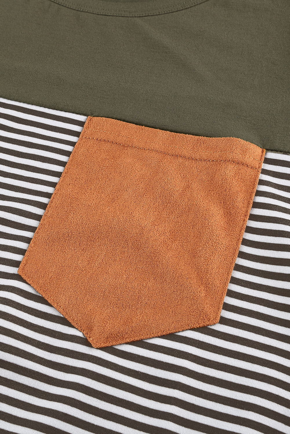 Khaki Pinstripe Patch Pocket Top