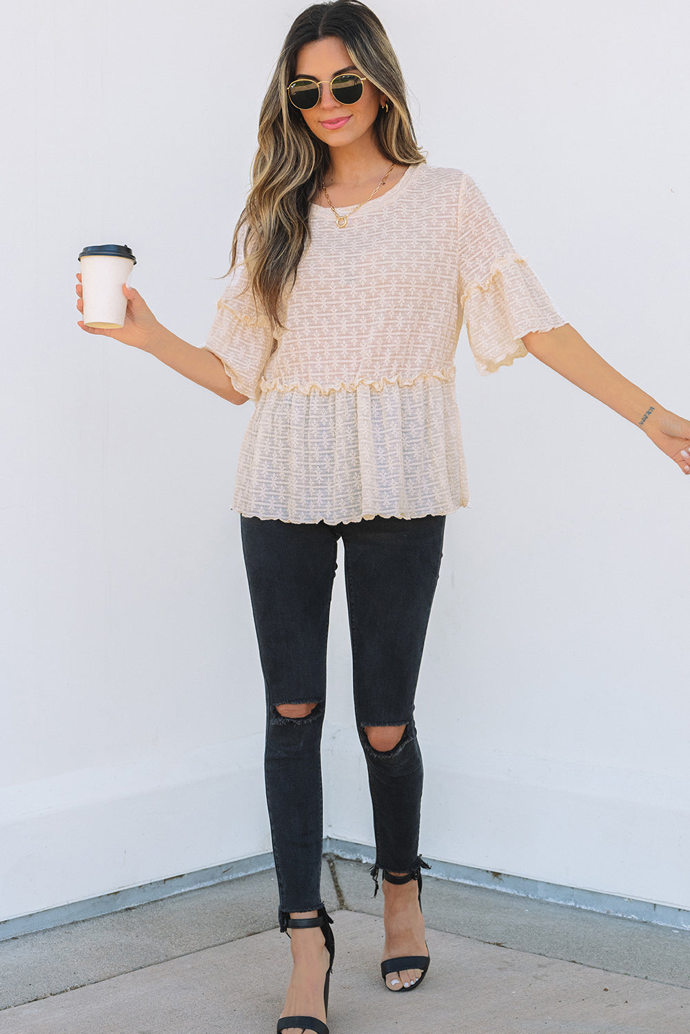GG Lace Ruffle Top