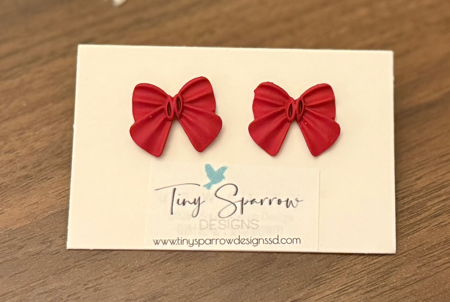 Red Christmas Bow Studs