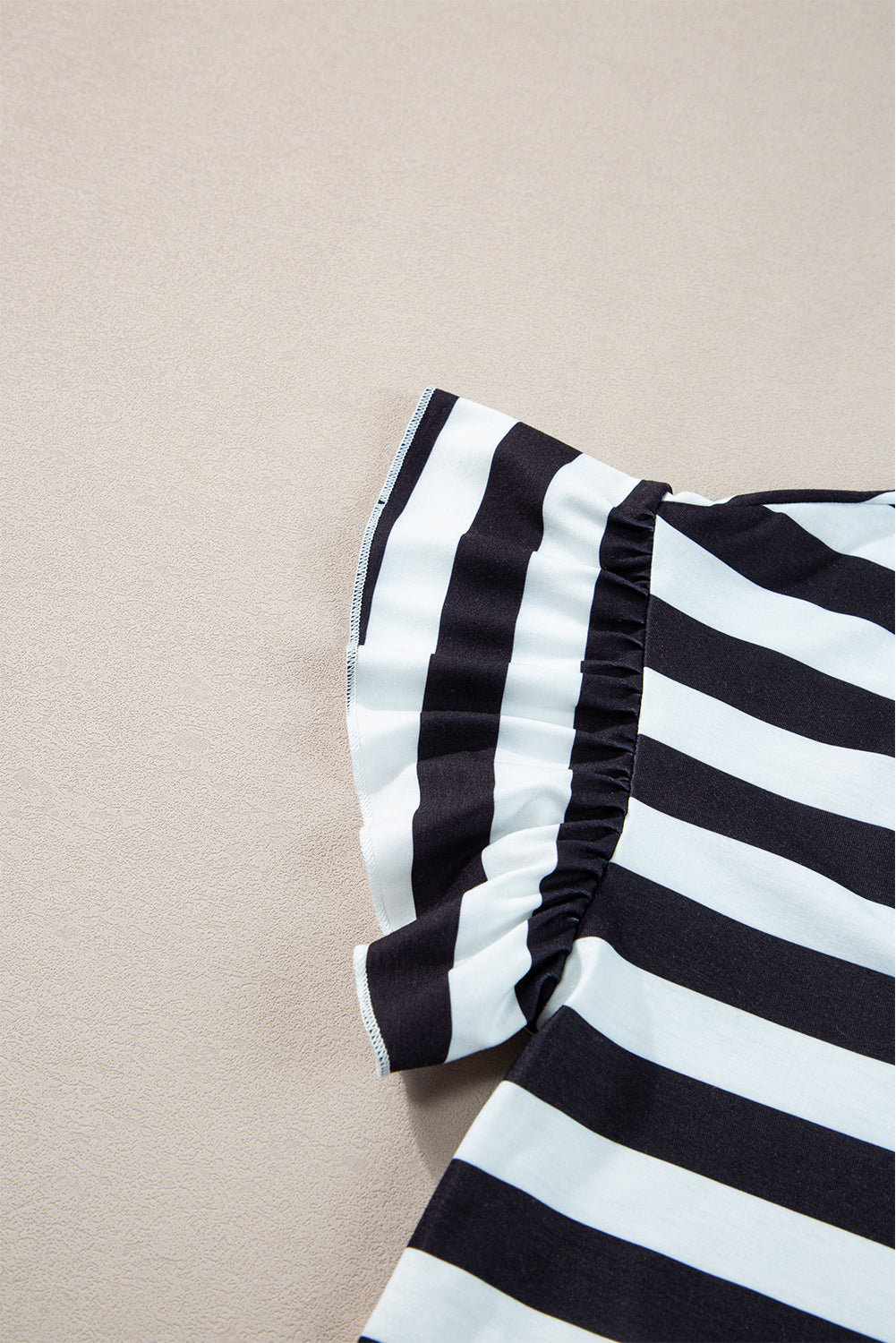 Striped Ruffle Sleeve Top