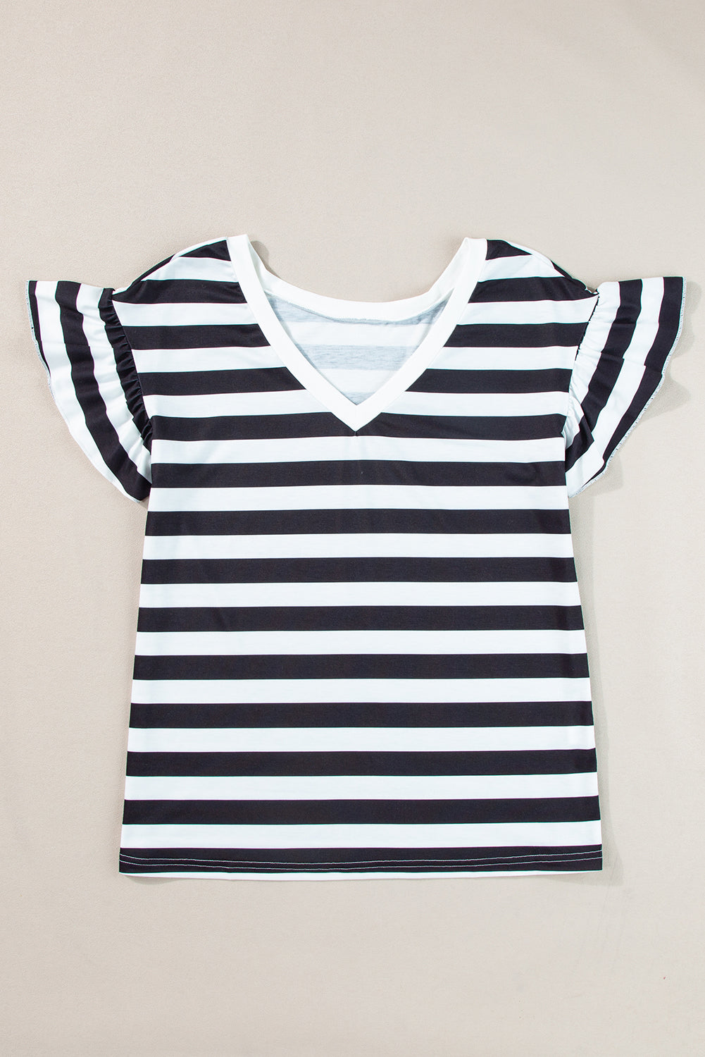 Striped Ruffle Sleeve Top
