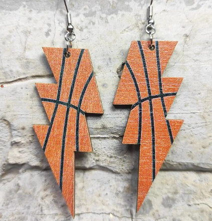 Lightning Bolt Sports Wood Earrings