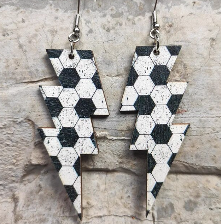 Lightning Bolt Sports Wood Earrings