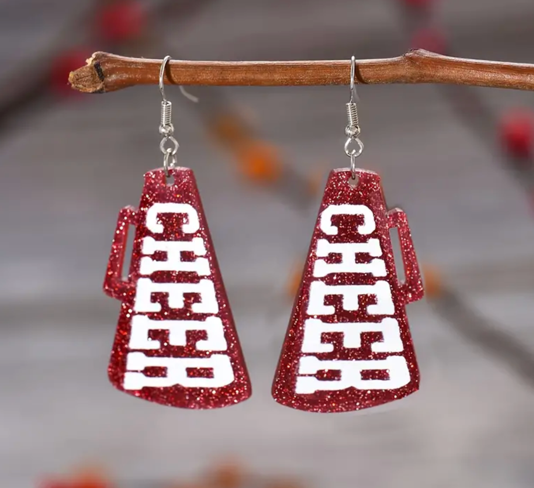 Red Glitter Cheer Earrings
