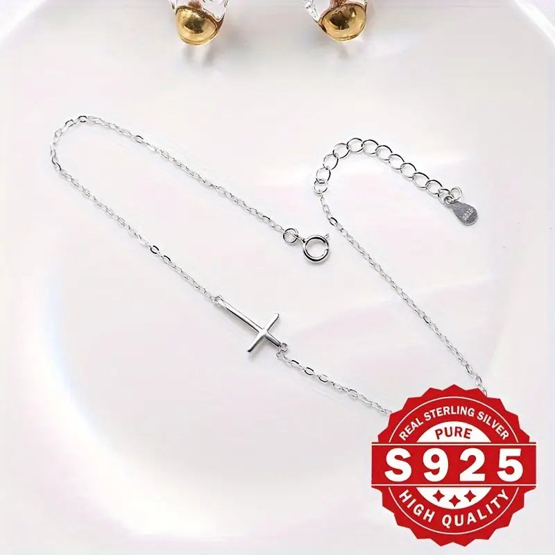 Sterling Silver Cross Anklet