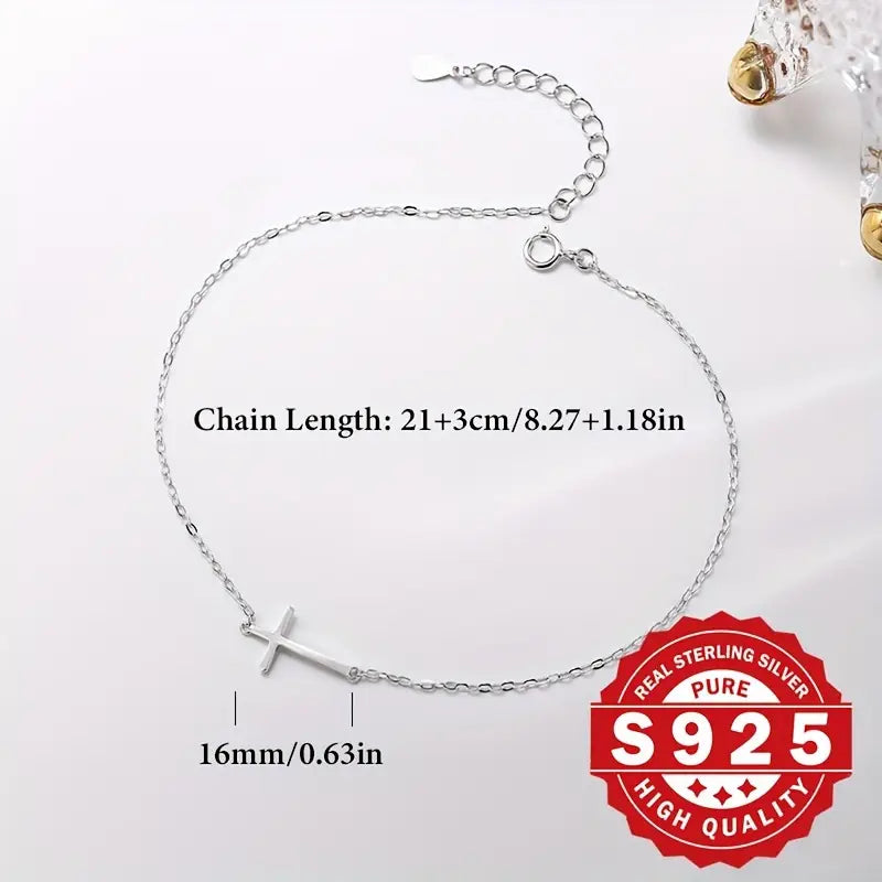 Sterling Silver Cross Anklet