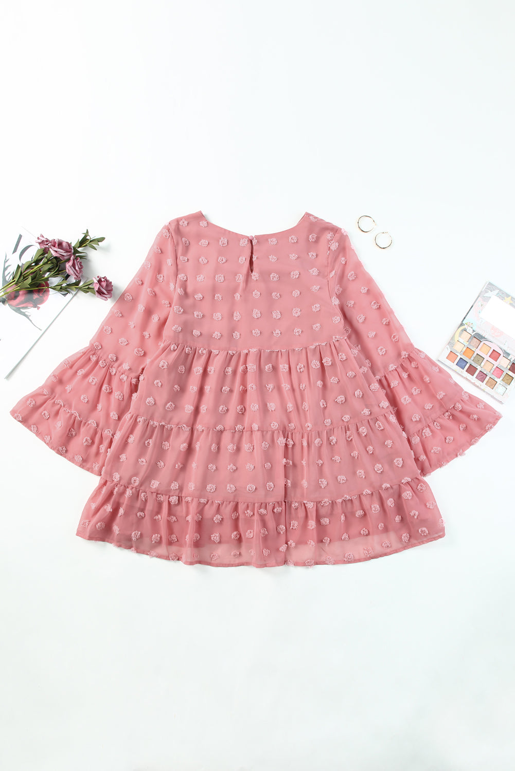 Swiss Dot Ruffled Babydoll Blouse