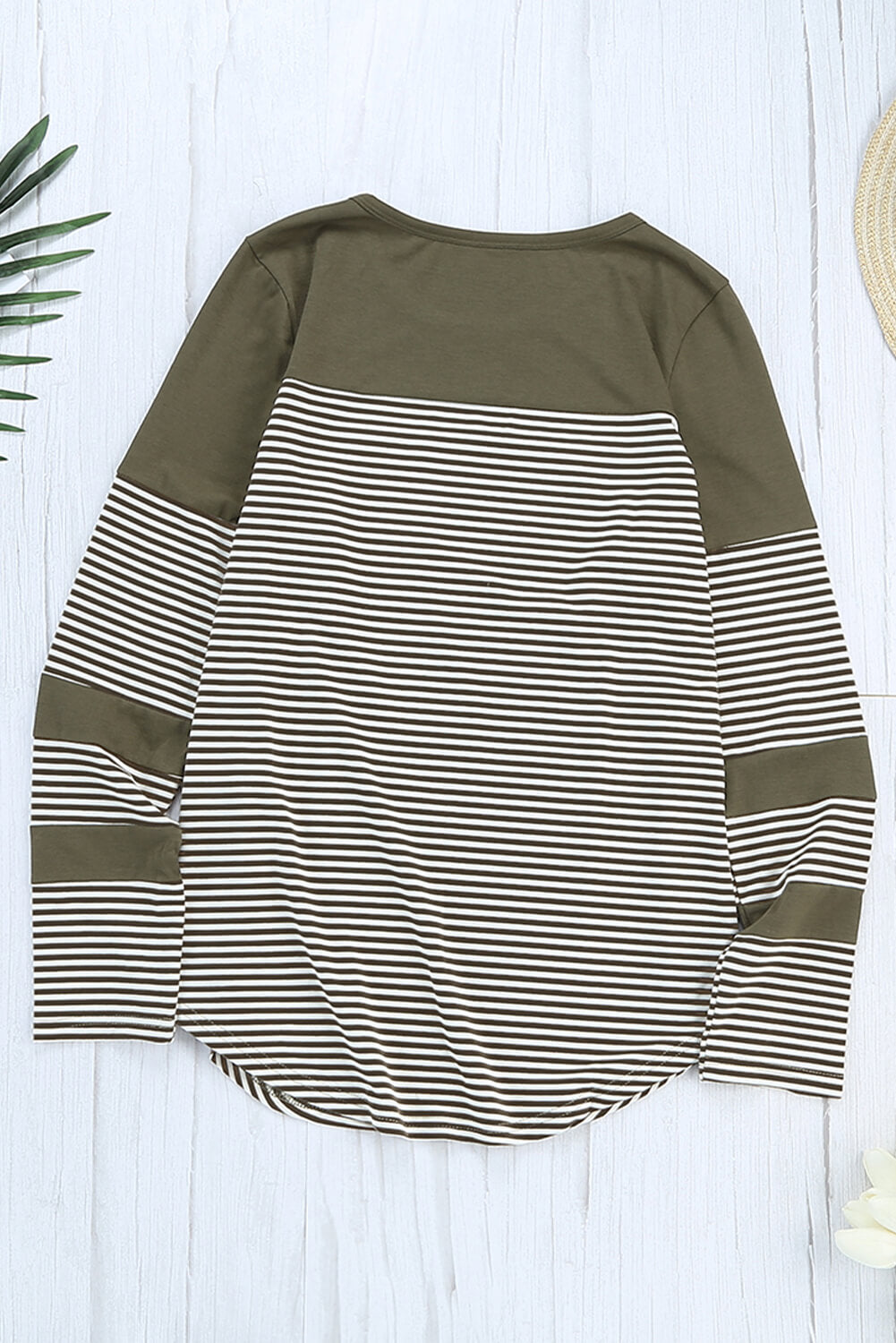 Khaki Pinstripe Patch Pocket Top