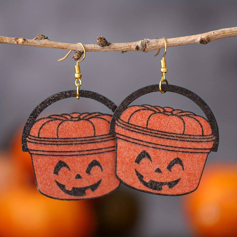 Vintage Pumpkin Bucket Earrings