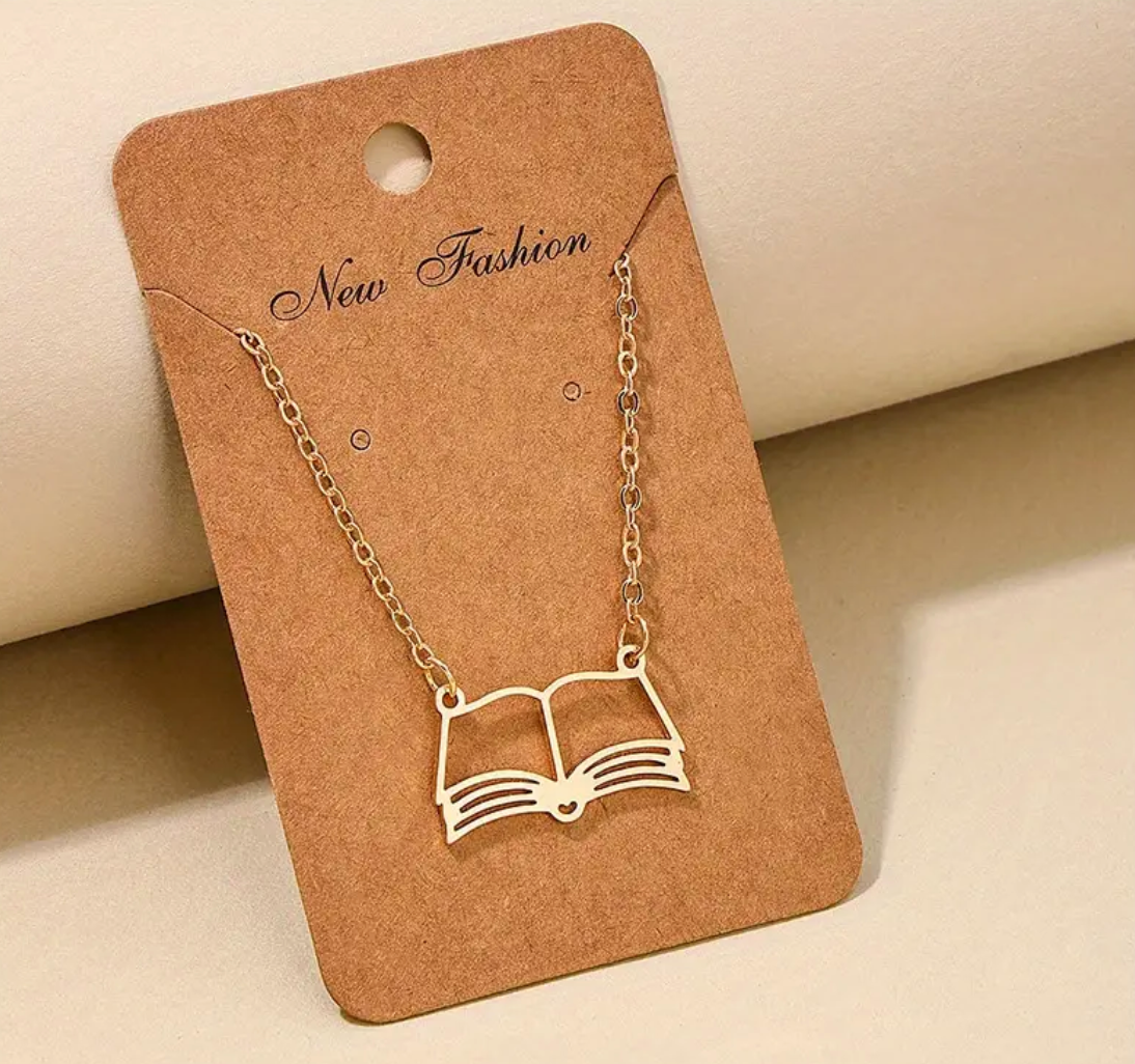 Open Book Necklace - Gold