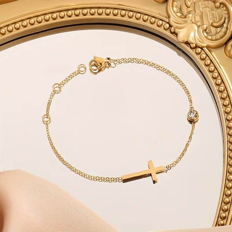 Gold Cross Bracelet