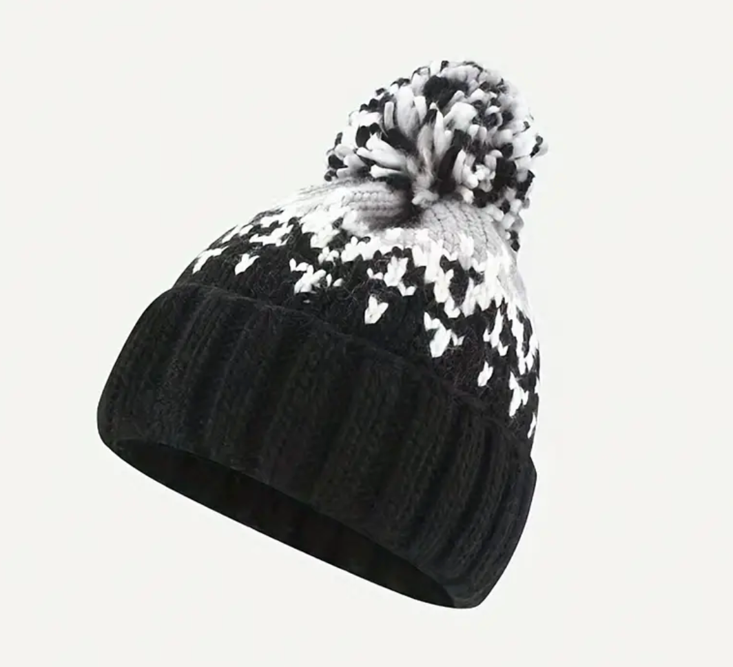 Knitted Hat - Black & Grey