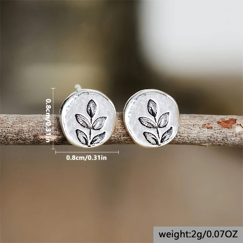 Silver Leaf Studs
