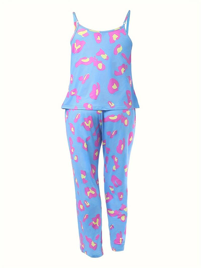 Women's Plus Leopard Allover Print Tank & Pants Loungewear 2 Piece Set