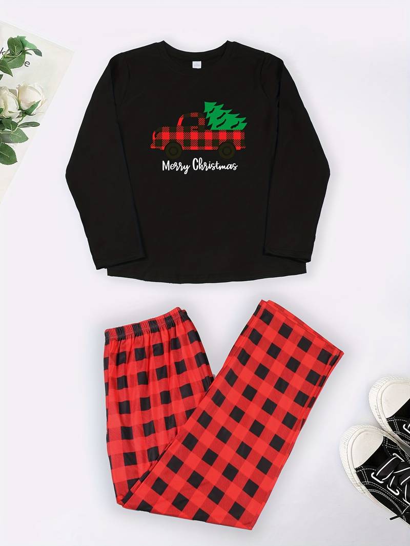 Women's Plus Size Merry Christmas Truck Loungewear 2 Piece Set