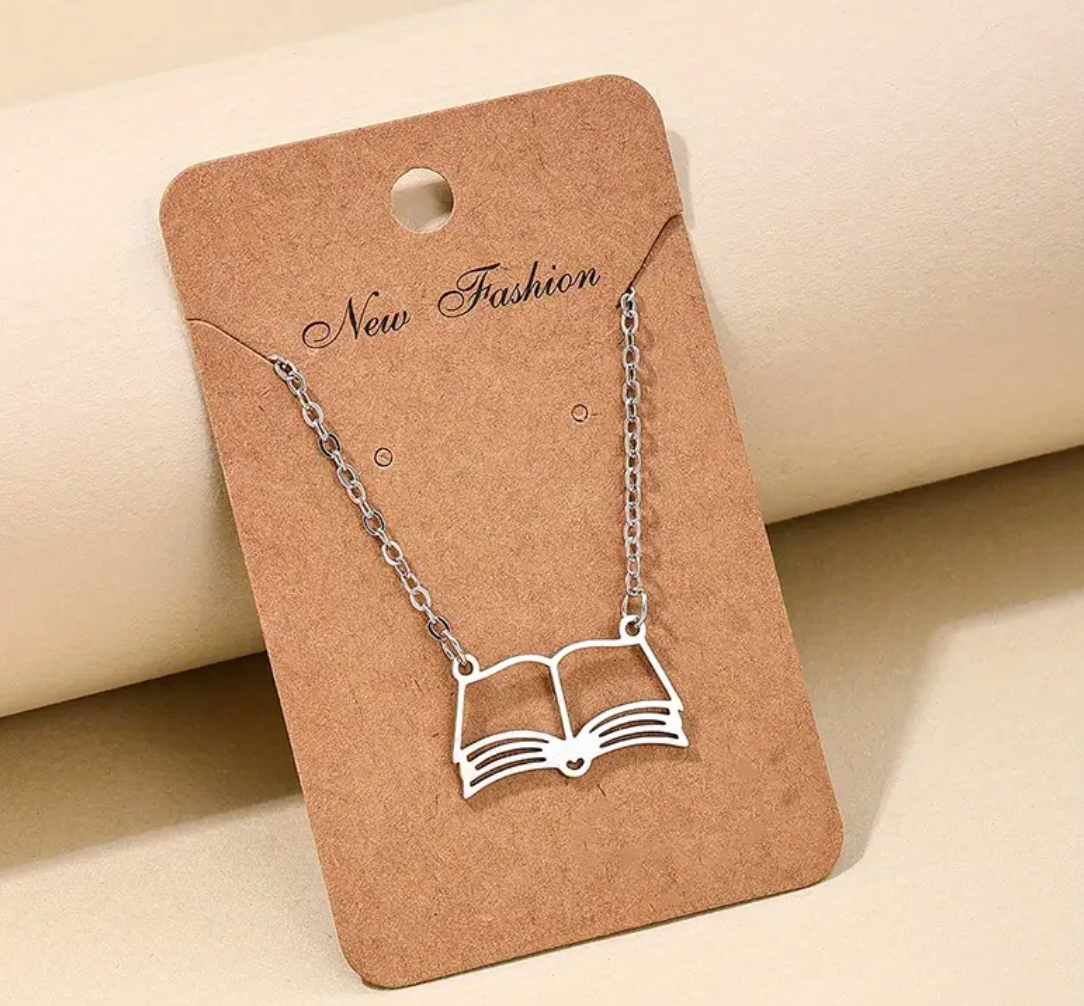 Open Book Necklace - Silver