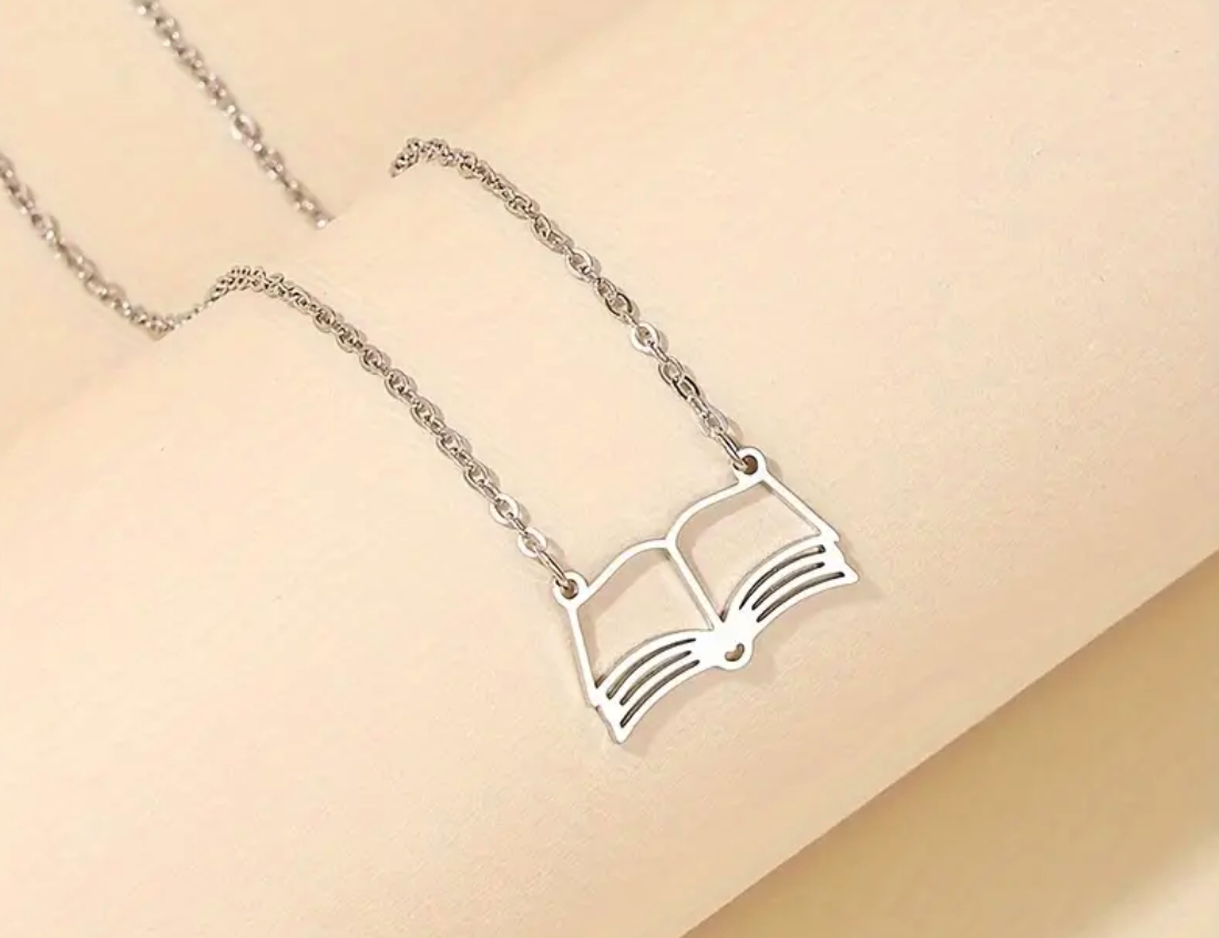 Open Book Necklace - Silver