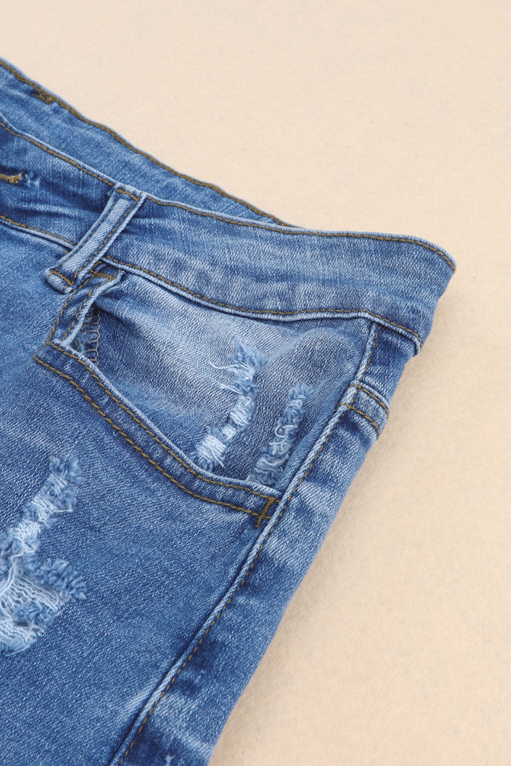 Vintage Distressed High Waist Pocket Denim Shorts