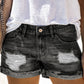 Distressed Ripped Rolled Hem Sky Blue Denim Shorts