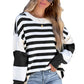 Stripe Drop Shoulder Striped Pullover Sweatshirt