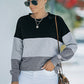 Colorblock Orange Contrast Stitching Sweatshirt with Slits
