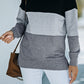 Colorblock Orange Contrast Stitching Sweatshirt with Slits