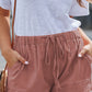 Gray Black/Red/Blue/Green/Gray/Apricot Elastic Waist Drawstring Pocket Shorts