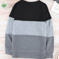Colorblock Orange Contrast Stitching Sweatshirt with Slits