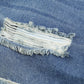 Distressed Ripped Rolled Hem Sky Blue Denim Shorts