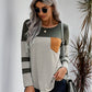 Khaki Pinstripe Patch Pocket Top