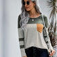 Khaki Pinstripe Patch Pocket Top