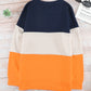 Colorblock Orange Contrast Stitching Sweatshirt with Slits