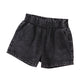 Retro Bleach-washed Ruffled Elastic High Waist Denim Shorts