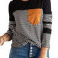 Khaki Pinstripe Patch Pocket Top