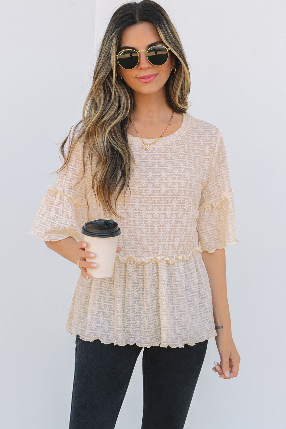 GG Lace Ruffle Top