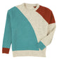 Multicolor Colorblock Ribbed Trim Round Neck Sweater