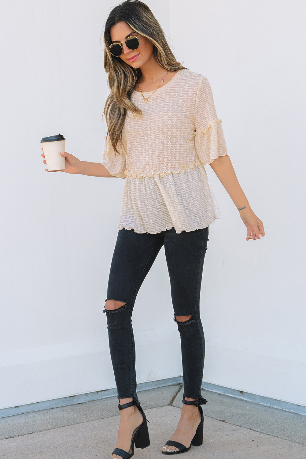 GG Lace Ruffle Top