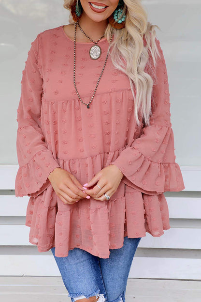 Swiss Dot Ruffled Babydoll Blouse