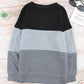 Colorblock Orange Contrast Stitching Sweatshirt with Slits