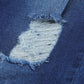 Drawstring Elastic Waist Hole Ripped Jeans