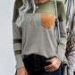 Khaki Pinstripe Patch Pocket Top