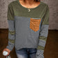 Khaki Pinstripe Patch Pocket Top