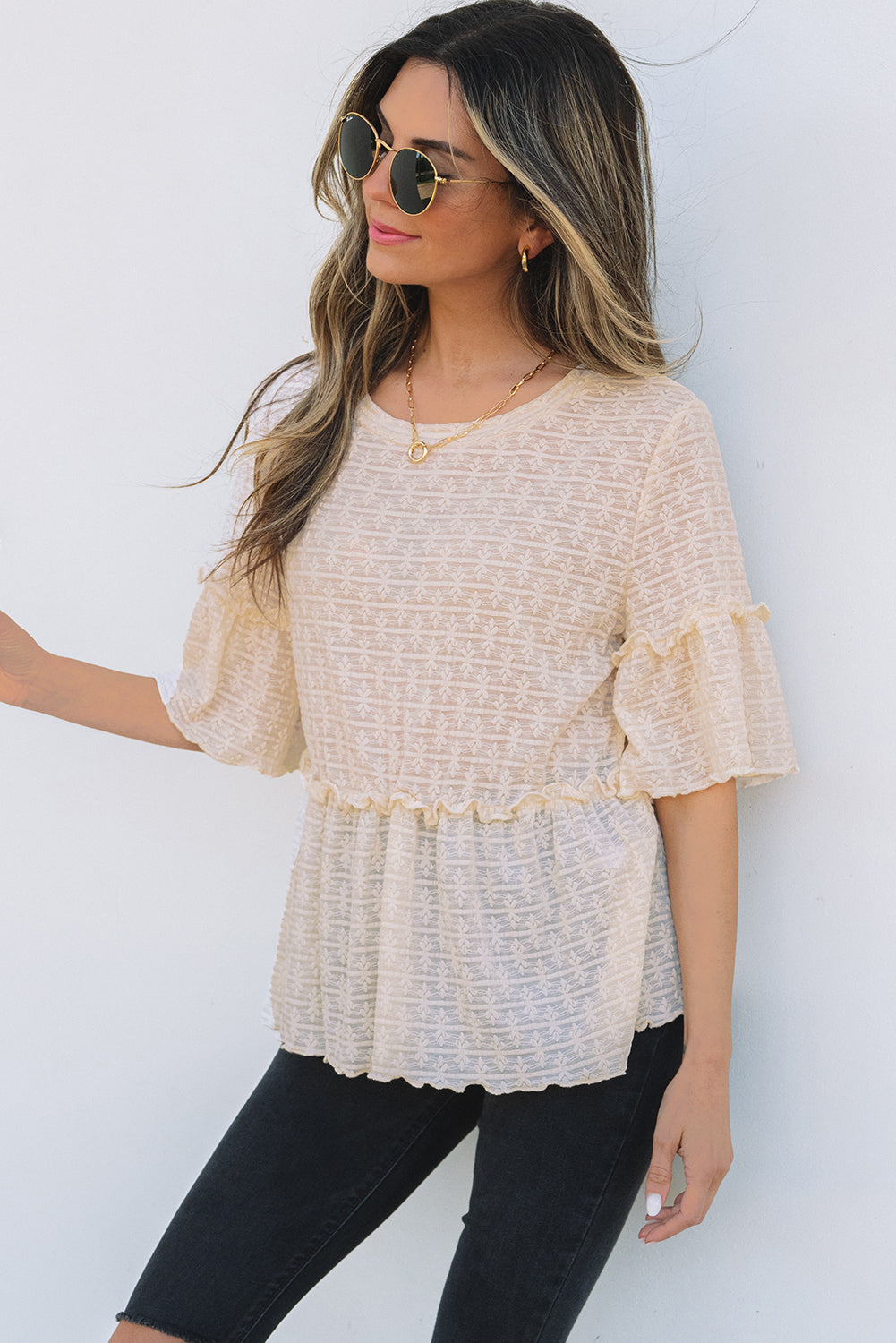 GG Lace Ruffle Top