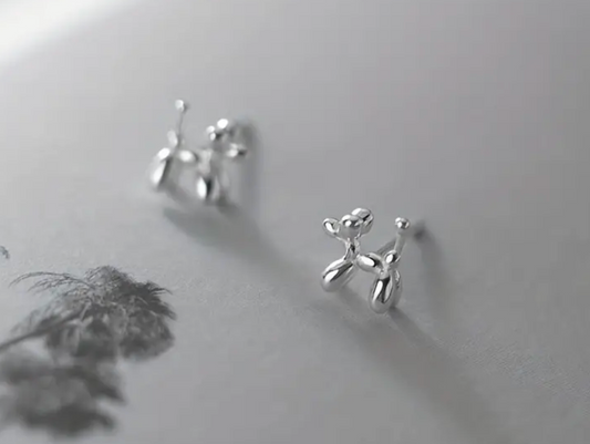 Balloon Dog Studs - Silver