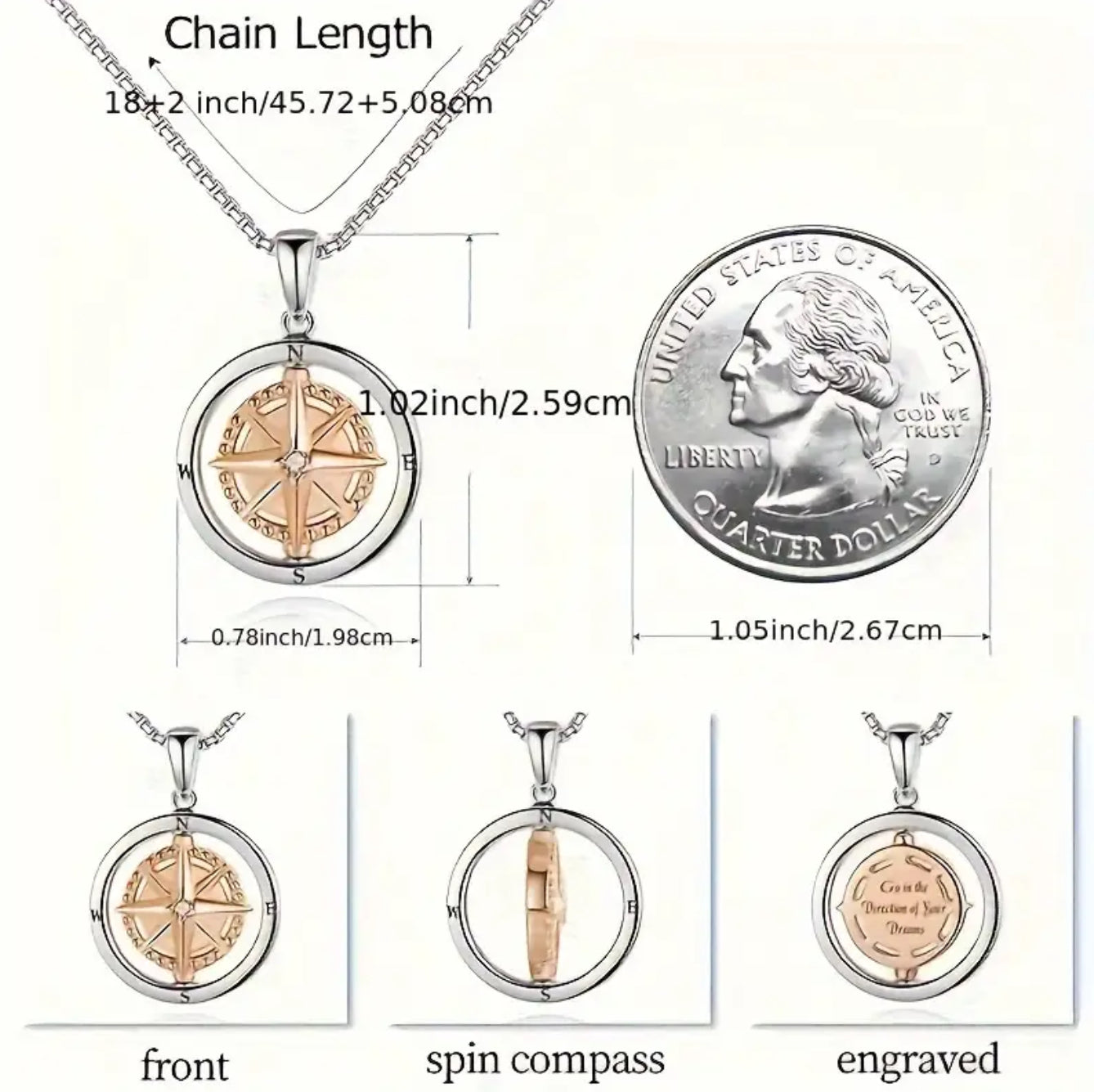 Dream Direction Compass Necklace