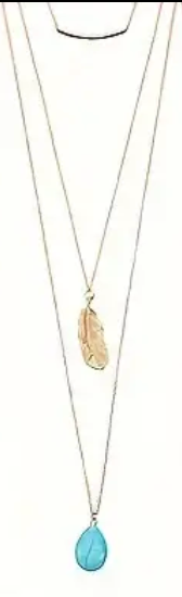 Gold Feather Triple Necklace