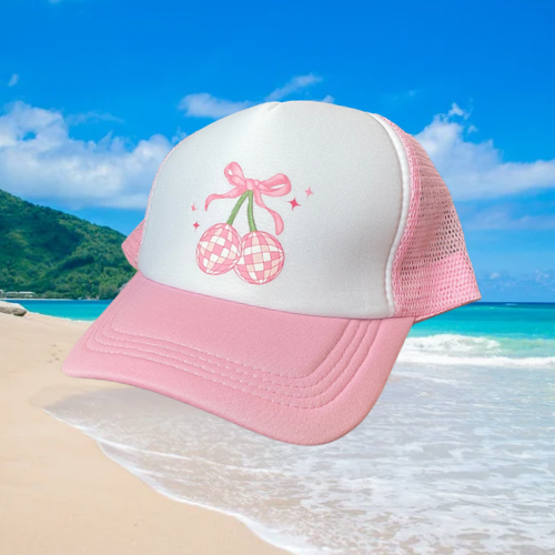 Cherry Disco Ball Trucker Hat