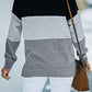 Colorblock Orange Contrast Stitching Sweatshirt with Slits