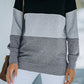 Colorblock Orange Contrast Stitching Sweatshirt with Slits